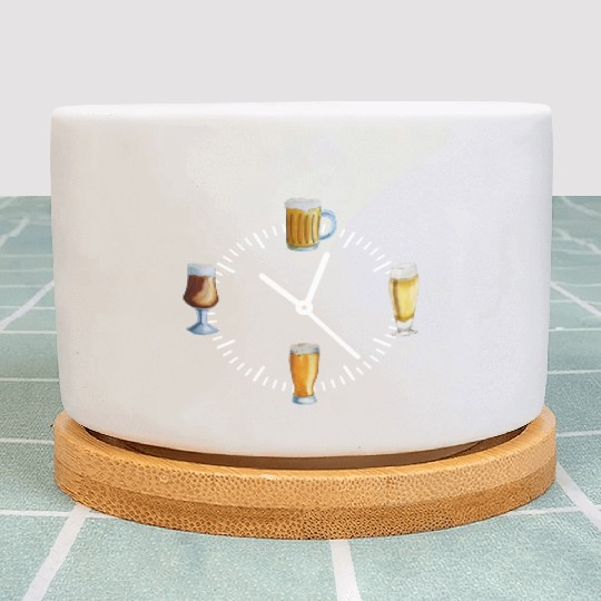 Funny Beer Beers O'cloxk Time Watch Hour Minutes Plant Pots