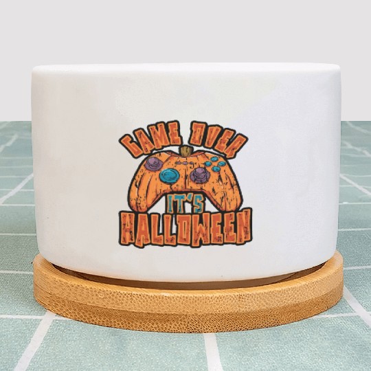 Game Over Its Halloween Spooky Game Vintage Retro Plant Pots