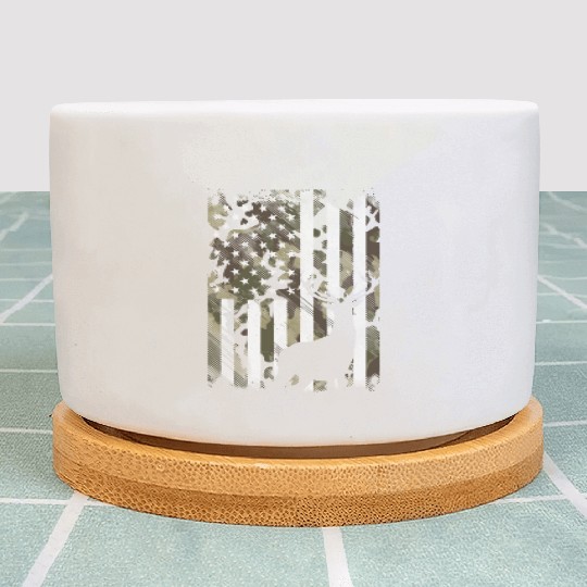 Camo American Flag Deer Hunter Hunting Plant Pots