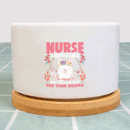 Nurse Llama Funny Floral Drama Animal Humor For Plant Pots