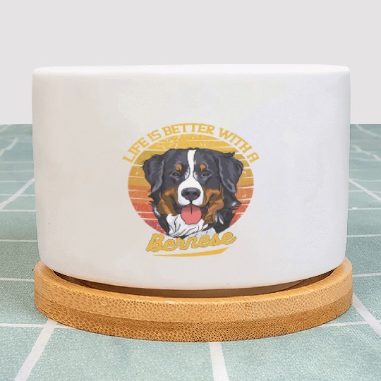 Bernese Mountain Dog Lover Cartoon Plant Pots