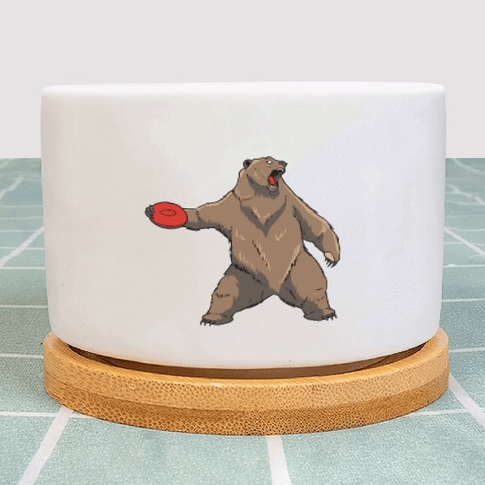 Disc Golf Grizzly Brown Bear Plant Pots