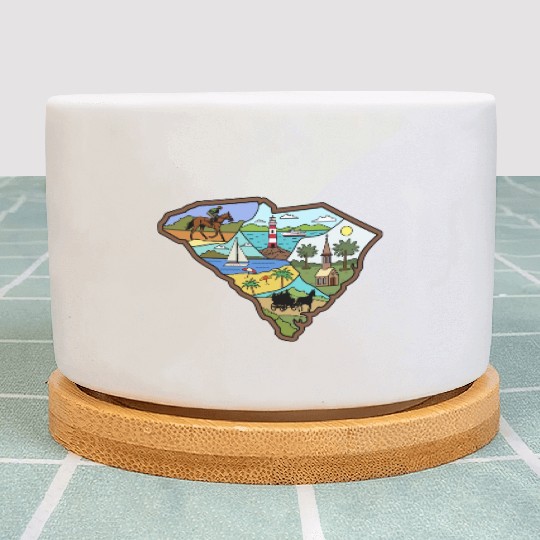 Vintage Charleston Columbia South Carolina Map Plant Pots