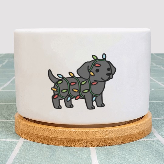 Great Dane Christmas Lights Plant Pots