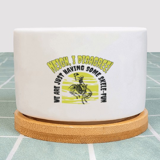 Halloween Cowboy Skeleton Fun Horse Riding Plant Pots