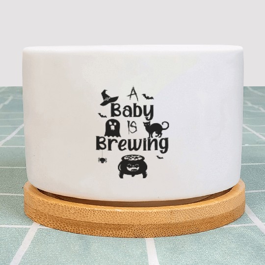 A Baby Is Brewing Maternity Halloween Women Funny Plant Pots