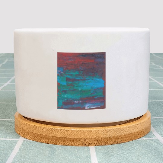 Abstract Red Green Minimalist Painting Plant Pots