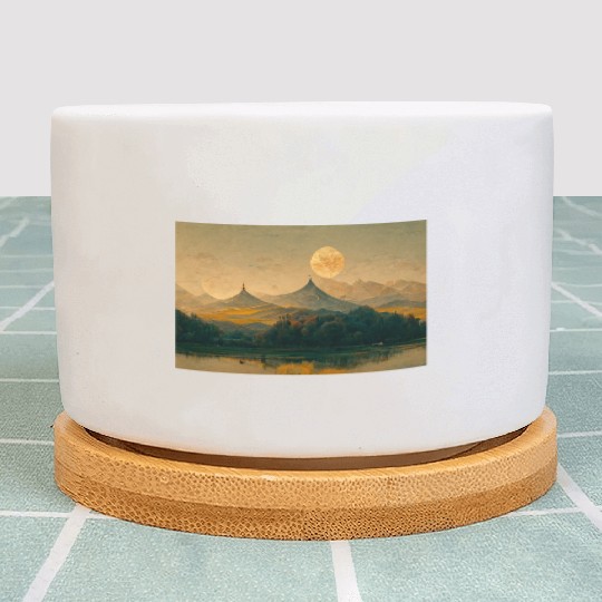 Golden Mountains Asia Landscape Painting Plant Pots