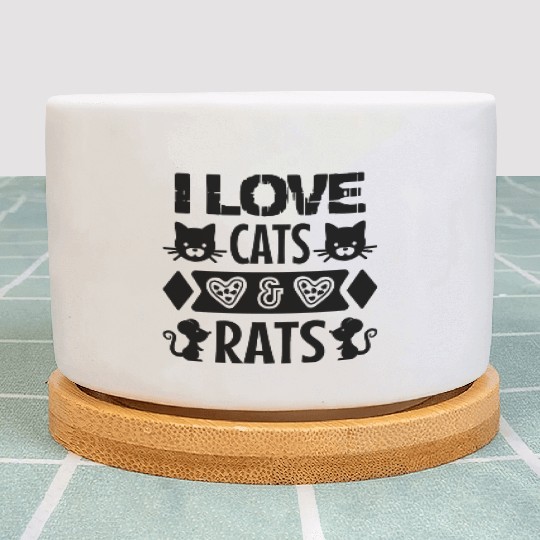 I Love cats Rats Design Plant Pots