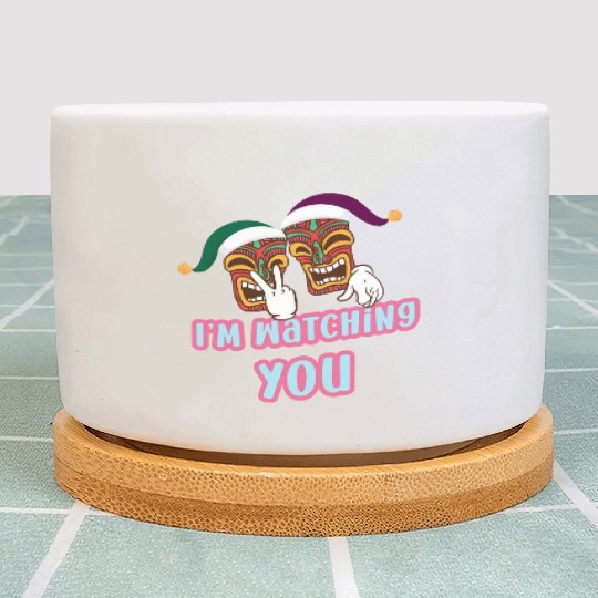 I'm Watching You Christmas In July Surfing Santa C Plant Pots