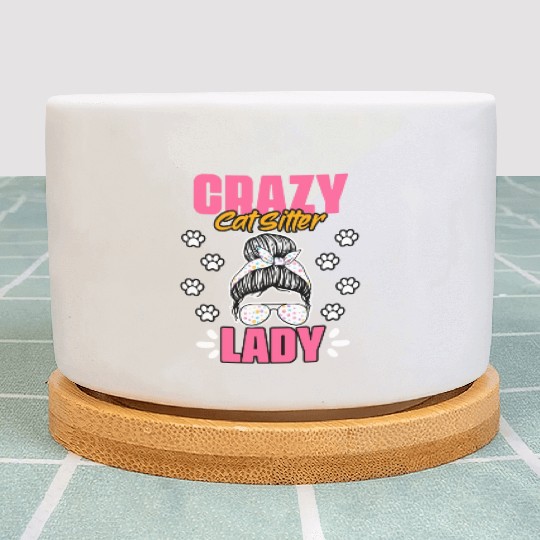 Crazy Cat Lady Funny Animal Sitting Humor For A Plant Pots