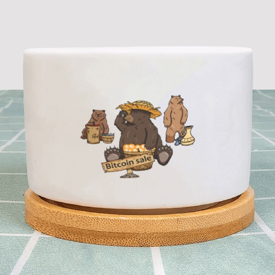 Bitcoin Bear BTC logo Crypto lover Hodl Design Plant Pots