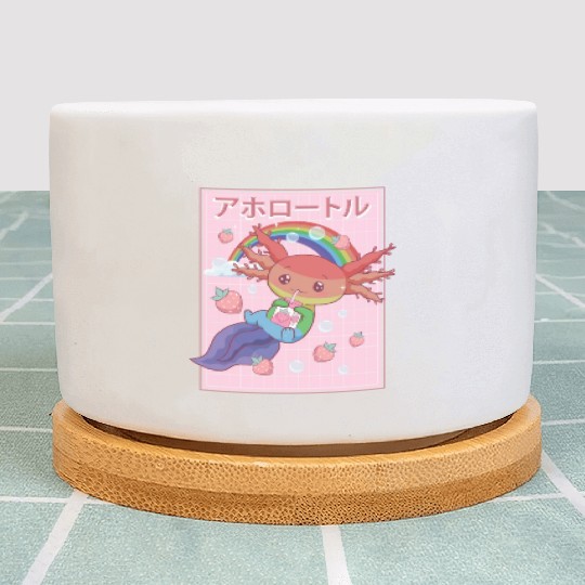 Kawaii Axolotl Strawberry Milk Gay Pride Plant Pots