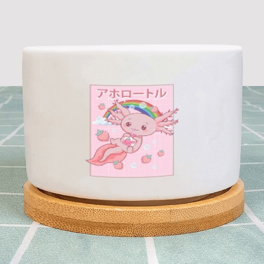 Kawaii Axolotl Strawberry Milk Plant Pots