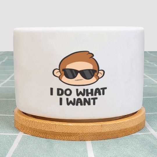 Cute Monkey Ape I Do What I Want Plant Pots