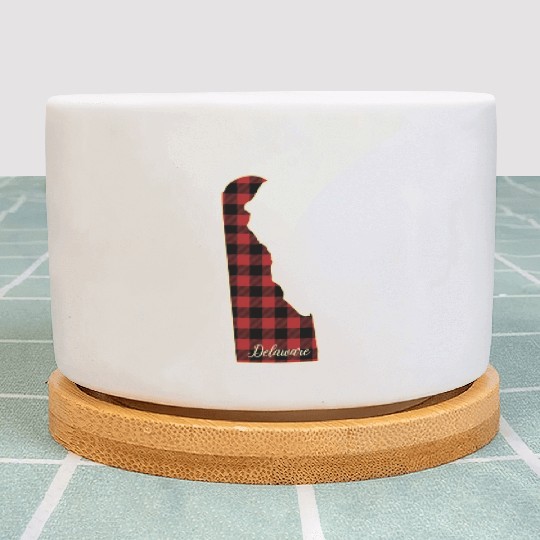 Delaware Buffalo Plaid Silhouette Home State Pride Plant Pots