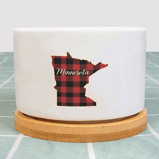 Minnesota Buffalo Plaid Silhouette Home State Plant Pots