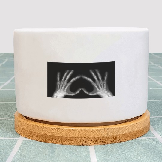 Skeleton Hand Heart Sign Bones Funny Halloween Plant Pots