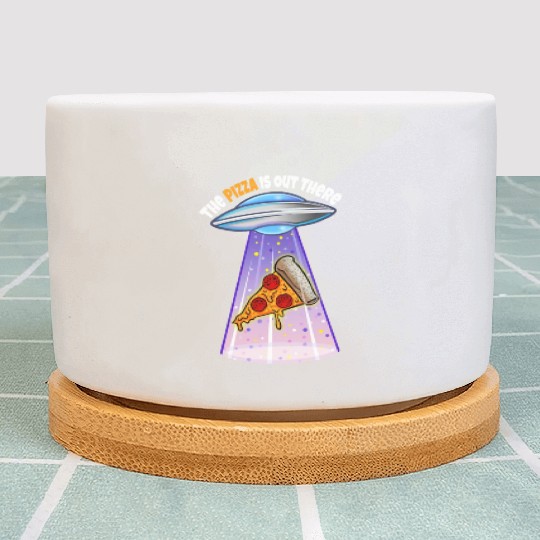 Funny Pizza UFO Alien Abduction Plant Pots
