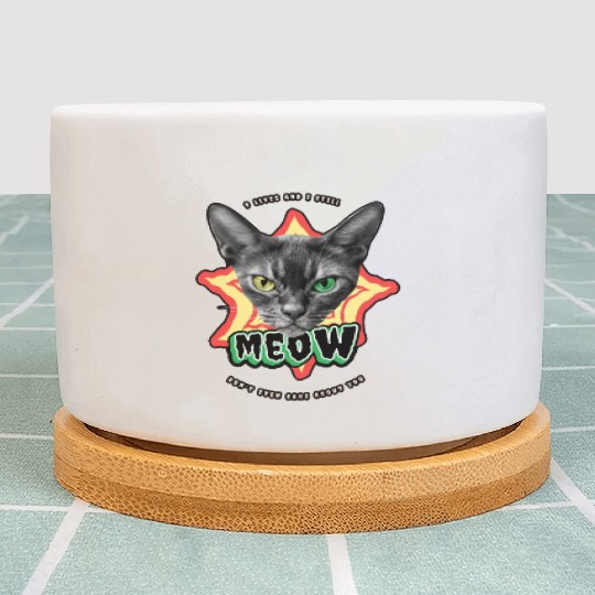 Lives And I Still Meow Funny Cat Lover Gift For Plant Pots