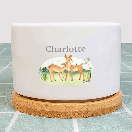 Forest Animal Deer Flowers Name Charlotte Plant Pots