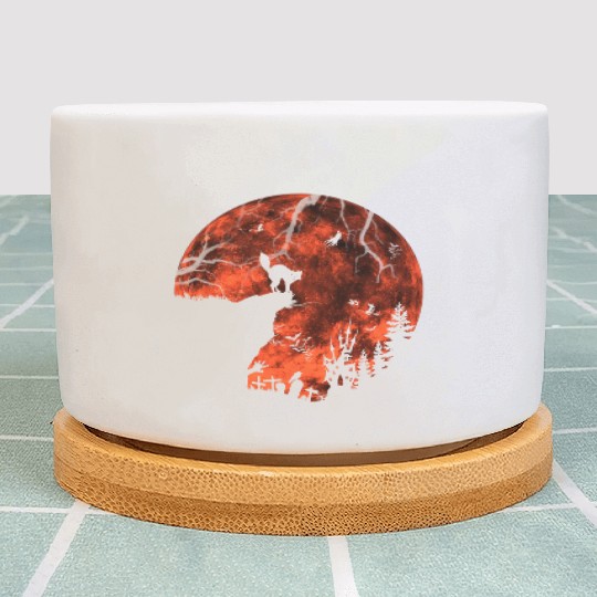 Cat Red Moon trick or treat Bats Forest Halloween Plant Pots