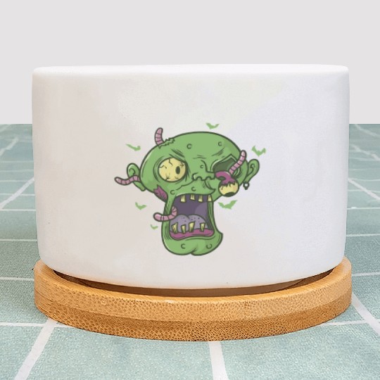 creepy Halloween Head with Worms Plant Pots