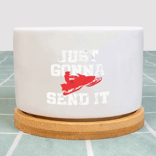 Snowmobile Just Gonna Send It Funny Freestyle Moto Plant Pots