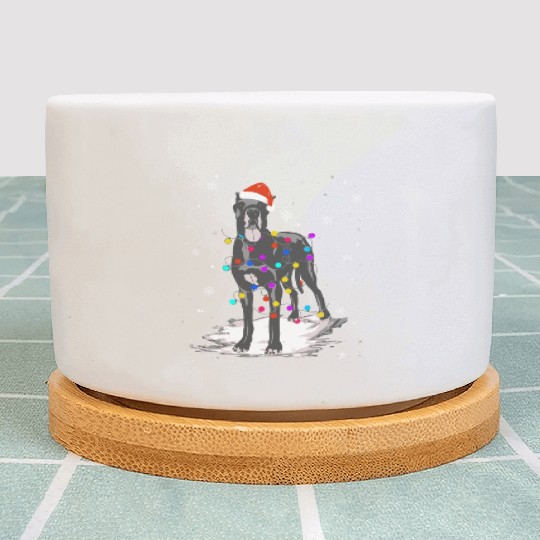 Great Dane With Christmas Lights Santa Plant Pots