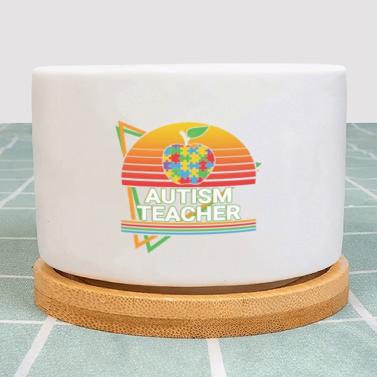 Autism Teacher Retro Plant Pots