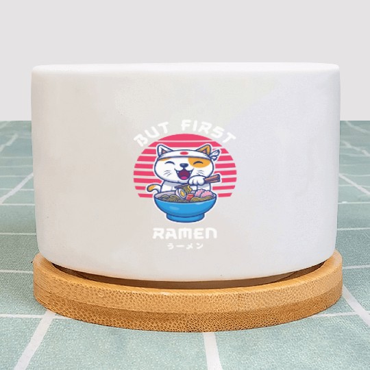 But First Ramen Cat Japan Kawaii Plant Pots
