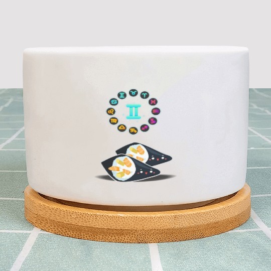 Japanese Sushi Funny Gemini Zodiac Sushi Lover Pun Plant Pots