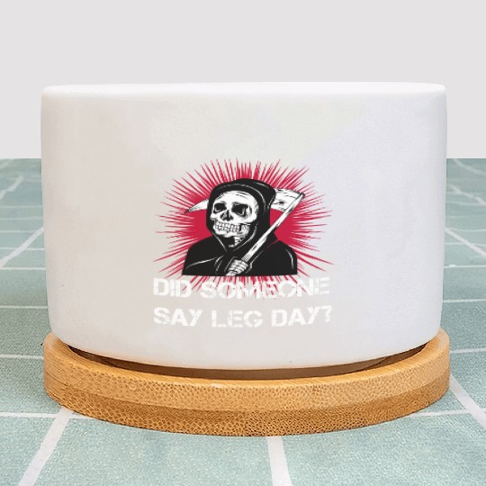 Grim Reaper Leg Day Black Metal skull and scythe Plant Pots