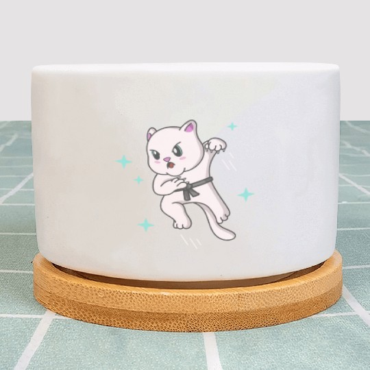Kawaii Cat Ninja Kitten Fighter Karate Plant Pots