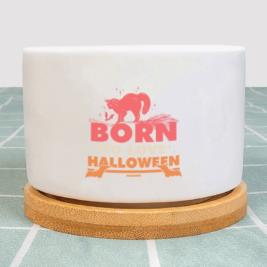 Born to love Halloween cat Plant Pots