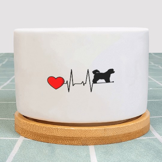 Bichon Frise Mom Heartbeat I Love My Black Plant Pots