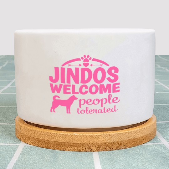 Korean Jindo Dog Welcome Saying Mom Girl Pink Plant Pots