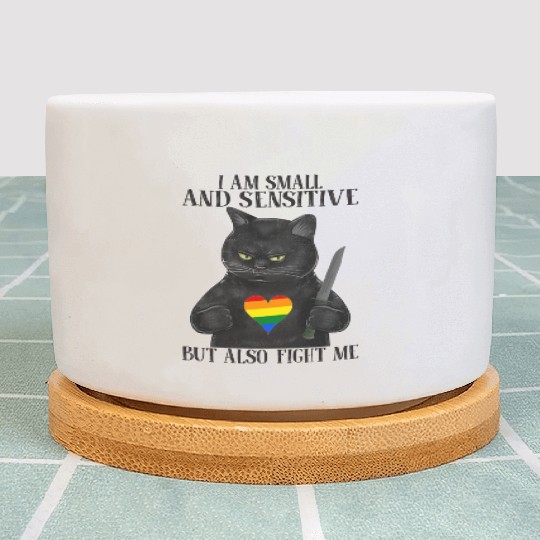 LGBT Black Cat Knife Rainbow Heart Gay Pride Flag Plant Pots