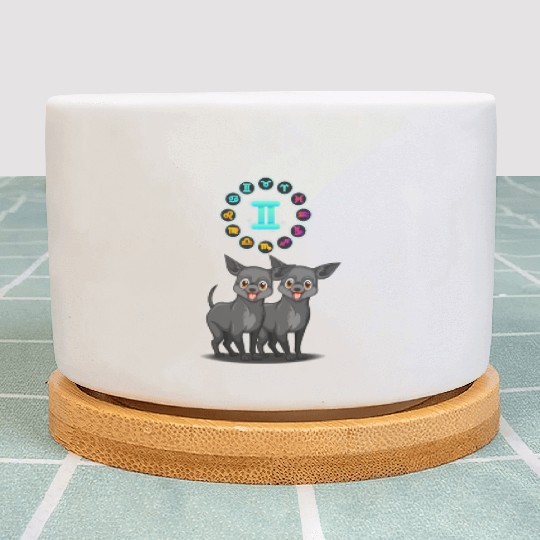 Funny Dog Lover Horoscope Gemini Zodiac Sign Cool Plant Pots