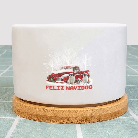 Feliz Navidog Saint Bernard Christmas Dog Lovers Plant Pots