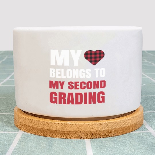 Heart Buffalo Plaid Clothes 2nd Grade Teacher Plant Pots