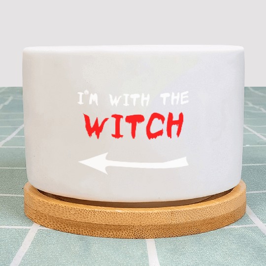 Halloween I'm with the Witch trick or treat couple Plant Pots