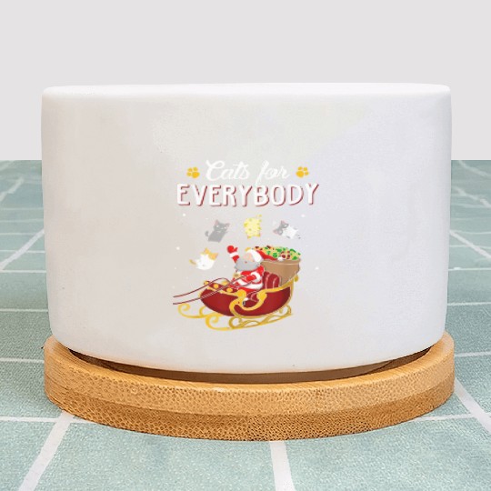 Santa Cats For Everybody Ugly Christmas Cat Lover Plant Pots