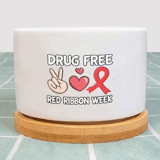 Peace Ribbon Week Awareness October Pills Wear Red Plant Pots