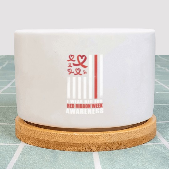 Red Flag Ribbon Heart Week I Wear Red Awareness Plant Pots