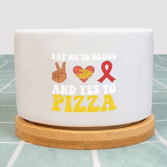 Peace Ribbon Week Awareness Yes Pizza Wear Red Plant Pots