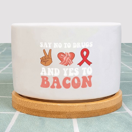 Peace Ribbon Week Awareness Yes Bacon Wear Red Plant Pots