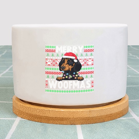 Cute Dog Pajama - Dachshund Dog Lover Christmas Plant Pots