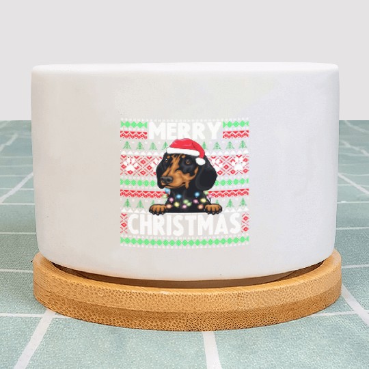 Cute Dog Pajama - Dachshund Dog Lover Christmas Plant Pots