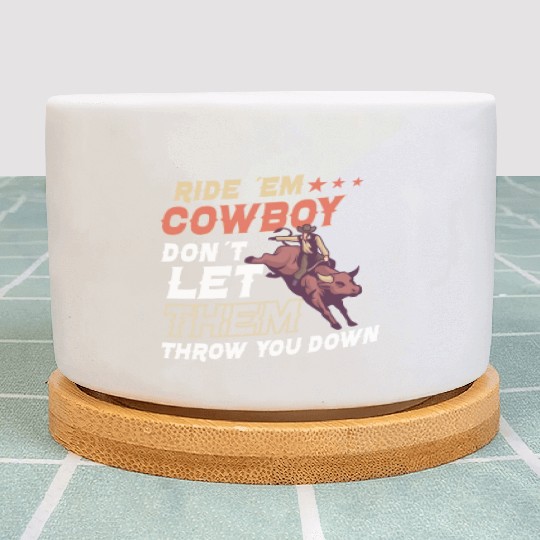 Rodeo Bull Riding Livestock Show Farmer Cattle Plant Pots